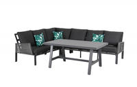 Primaster Dining Lounge Set Apulia Garten M&ouml;bel Grau Sitzgruppe Kissen Alu