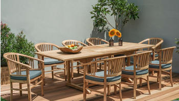 Outflexx Esstischgarnitur Teakholz inkl. Polster natur/beige