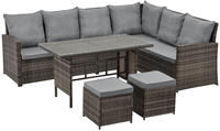SVITA MONROE Garten-Lounge Set Polyrattan Lounge-M&ouml;bel Sitzgruppe Braun