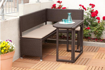 Merxx Gartenmöbelset 3 Sitzplätze Stahl/Kunststoff inkl. Auflagen braun