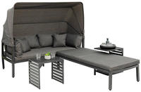 MERXX Gartenlounge-Set "Argos Insel" 3er Set, aus Aluminium, mit 2 Beistelltischen,