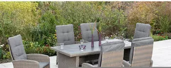 Merxx Atrani Gartenm&ouml;belset 7tlg. Aluminium/Kunststoffgeflecht steinbeige