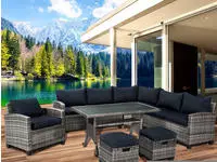 Gartenm&ouml;bel Set Hacienda Grau/anthrazit Bis Zu 10 Personen Inkl. Kissen & Abdeckung