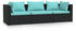 mit Kissen Poly Rattan schwarz meeresblau (317533)