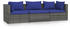 mit Kissen Poly Rattan grau dunkelblau (317566)