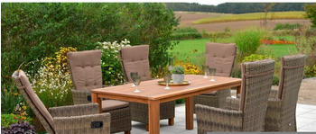 Merxx Toskana Gartenmöbelset 6 Sitzplätze Aluminium/Kunststoff/Akazienholz inkl. Auflagen
