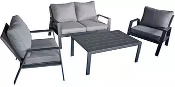 Garden Pleasure Victoria Loungeset 4 Sitzpl&auml;tze inkl. Auflagen grau