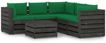 vidaXL 6-tlg. Garten-Lounge-Set mit Kissen Imprägniertes Holz grün/grau (3068305)