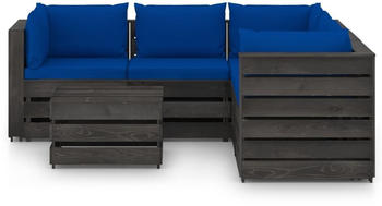 vidaXL 6-tlg. Garten-Lounge-Set mit Kissen Imprägniertes Holz blau/grau (3068310)