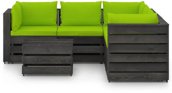 vidaXL 6-tlg. Garten-Lounge-Set mit Kissen Imprägniertes Holz grün/grau (3068311)