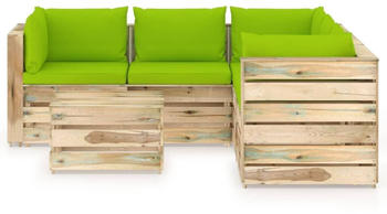 vidaXL 6-tlg. Garten-Lounge-Set mit Kissen Imprägniertes Holz grün/grün (3074698)