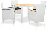 vidaXL 5-tlg. Garten-Essgruppe Poly Rattan Wei&szlig;