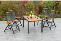 MERXX Garten-Essgruppe "Tilos" 5 Stk. tlg. 4 Klappsessel mit ausziehbarem Tisch