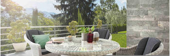 Destiny Trading & Consulting GmbH Destiny MALAGA mit rundem Esstisch 120x75cm vintage weiß (86121-86058)
