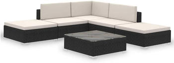 vidaXL Garden Lounge Set with Cushions Poly Rattan - Black
