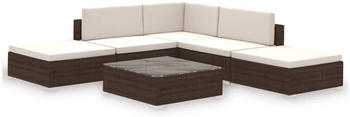 vidaXL Garden Lounge Set with Cushions Poly Rattan - Brown