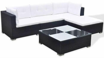 vidaXL 5 Piece Garden Lounge Set with Cushions Poly Rattan - Black, White