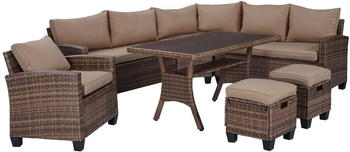 BRAST Werkzeuge Brast HACIENDA Polyrattan Garten Garnitur braun/beige