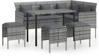 vidaXL 5-tlg. Sofagarnitur in L-Form mit Kissen Poly Rattan Grau