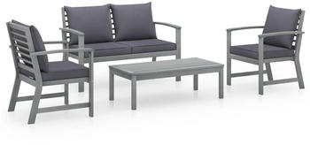 vidaXL Garden Set 4 Pieces Acacia Wood With Cushions Grey/Grey