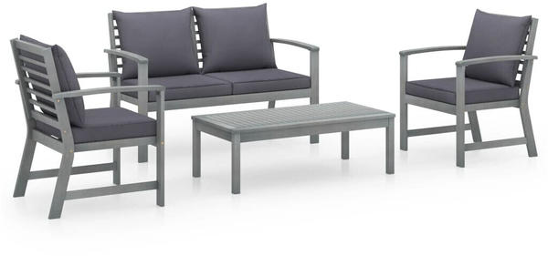 vidaXL Garden Set 4 Pieces Acacia Wood With Cushions Grey/Grey