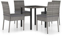 vidaXL 5-tlg. Garten-Essgruppe Poly Rattan Grau