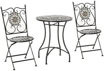 Outsunny Bistro-Set 2 Sitzplätze Metall/Keramik bunt