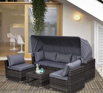 Outsunny Gartenmöbelset 5 Sitzplätze Metall/PE/Polyester/Baumwolle/Kunststoff grau