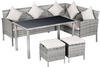 Outsunny Gartenmöbelset 7 Sitzplätze Metall/PE/Polyester/Baumwolle/gehärtetes Glas grau