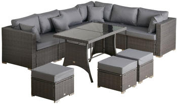 Outsunny Gartenmöbelset 8 Sitzplätze Metall/PE/Polyester grau