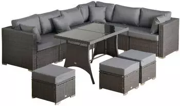 Outsunny Gartenm&ouml;belset 8 Sitzpl&auml;tze Metall/PE/Polyester grau
