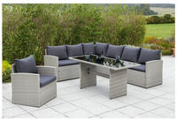 Merxx Eckset "Lanzarote" mit Tisch 145 x 70 cm und Sessel, inkl. Kissen -