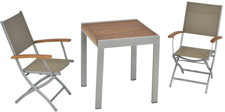 Merxx Naxos 2 Sitzplätze Aluminium/Akazienholz/Textil silberfarben