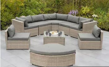 Merxx Rivello 8 Sitzplätze Stahl/Kunststoffgeflecht pulverbeschichtet beige