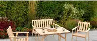 MERXX Garten-Essgruppe "Sylt" 2x Sessel, 1x Bank, 1x Tisch, 4 Stk. tlg. Kiefernholz