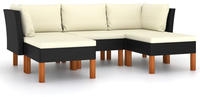 vidaXL 5-tlg. Garten-Lounge-Set mit Kissen Poly Rattan Schwarz
