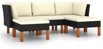 vidaXL 5-tlg. Garten-Lounge-Set mit Kissen Poly Rattan schwarz (3059733)