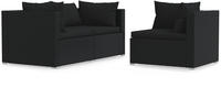 vidaXL 3-tlg. Garten-Lounge-Set mit Kissen Schwarz Poly Rattan