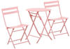 Outsunny Bistro-Set 2 Sitzplätze Metall rosa