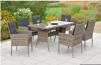 MERXX Garten-Essgruppe "Menorca" Set, 19 Stk. tlg. 6 Sessel, 6 Sitzkissen, 6