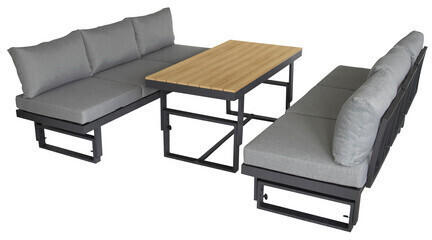 Bellavista Largo 6 Sitzplätze Aluminium/Polywood/Polyester inkl. Auflagen schwarz