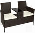 TecTake Rattan Gartensitzbank mit Tisch 131x61x82cm