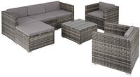 tectake&reg; Rattan Lounge Lignano f&uuml;r 5 bis 6 Personen widerstandsf&auml;hig - Grau