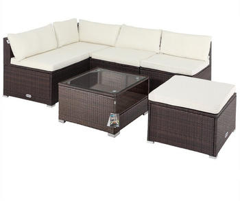 Casaria Polyrattan Lounge Set XL braun/creme (995173)