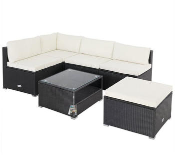 Casaria Polyrattan Lounge Set XL schwarz/creme (995176)