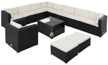 Casaria Polyrattan Lounge XXL schwarz creme (995175)
