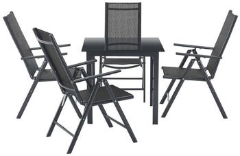 Juskys Milano Aluminium Gartengarnitur mit Tisch und 4 Stühlen dunkelgrau/schwarz