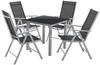 Juskys Milano Aluminium Gartengarnitur mit Tisch und 4 Stühlen silber-grau /schwarz