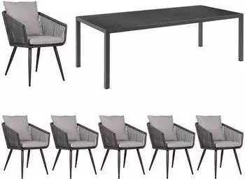 OUTLIV. Alex Gartenmöbel-Set 7-tlg. Tisch 220x100cm dunkelgrau/hellgrau (SET-1480515)