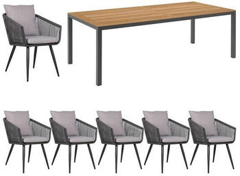 OUTLIV. Alex Gartenm&ouml;bel-Set 7-tlg. Tisch 220x100cm dunkelgrau/hellgrau (SET-1480537)